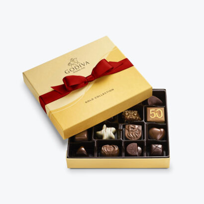 Luxury Gold Chocolate Lid-Off Box with Ribbon